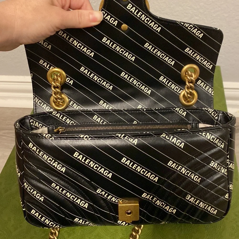 Gucci Hacker Project Limited Edition Balenciaga Print Leather Marmont GG Bag - Picture 11 of 15